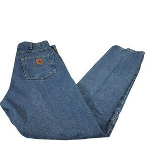 Carhartt Denim Jeans, Men 32x33, Med Wash Blue, 5 Pocket Design,100% Cotton, EUC